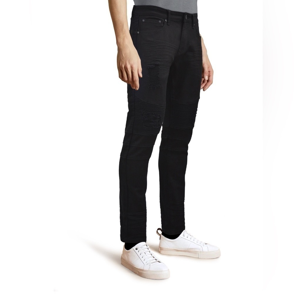 Raw X Men's Slim Fit Moto Biker Ripped Knee Denim Pants 34/30